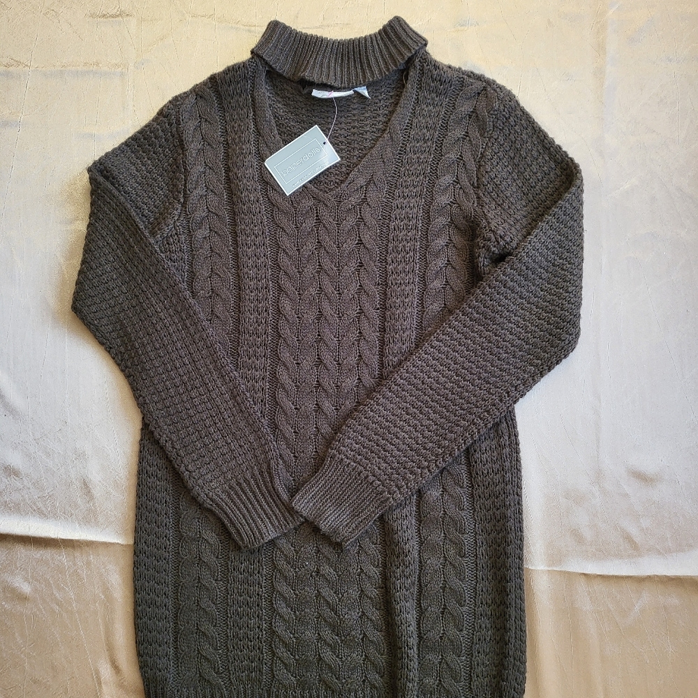 Paperdolls Thana NWT women's olive green choker neck cable knit sweater size XS